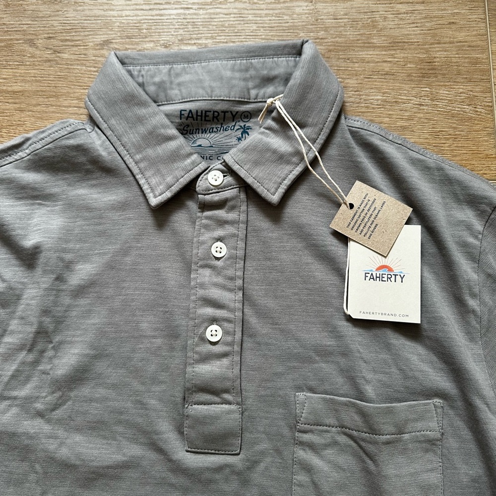Faherty Light Grey Polo Shirt NWT